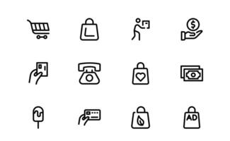 Premium Shopping Icons collection. Editable , Clean Designs for Retail, Online Shopping, Cart, Payment, and Delivery Services in Flat and Line . vector