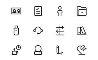 Modern Workplace Icon Set bundle. Professional Icons for Office, Collaboration, Productivity, and Business Tools in Minimalist and Outline Styles. vector