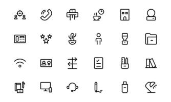 Modern Workplace Icons package. Professional Icons for Office, Collaboration, Productivity, and Business Tools in Minimalist and Outline Styles. vector