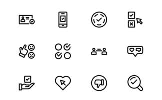 Premium Survey Icons set pack. Clean, Editable Vectors for Data Collection, Market Research, Customer Feedback, and Polling Applications.