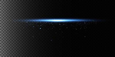 Dynamic Blue Light Beam with Beautiful Sparkles Illuminating a Dark Background Space vector