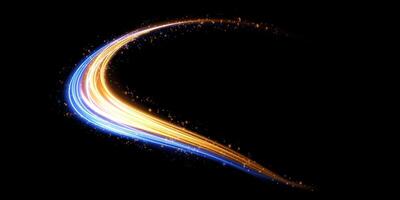 An Absolutely Stunning Dynamic Light Trail Abstract Design Set Against a Rich Black Background vector