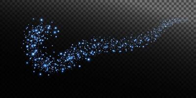 An Elegant Blue Sparkle Trail Set Against a Strikingly Black Background for Dazzling Effects vector