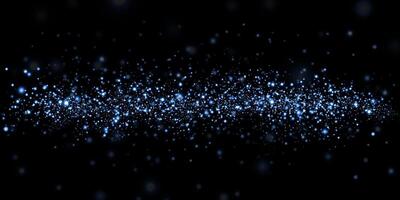 Enthralling Blue Sparkling Glittering Particles Set Against a Dark Black Background Surface vector