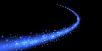 A Glowing Blue Trail of Radiant Light in the Depths of Dark Cosmic Space and Beyond vector