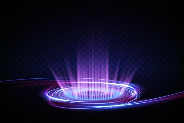 A Futuristic Light Beam, Radiating Vibrant Colors Against a Dark Background Environment