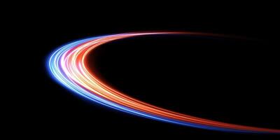 Dynamic and Colorful Light Trails in Motion Beautifully Set Against a Deep Black Background vector