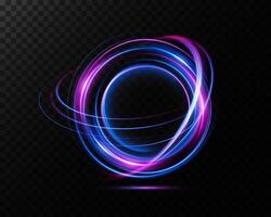 An Abstract Glowing Circle Accompanied by Dynamic Colorful Light Trails that Fascinate vector