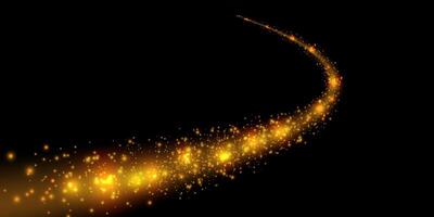 A mesmerizing golden spark trail is elegantly creating a magical and enchanting effect against a dark backdrop vector