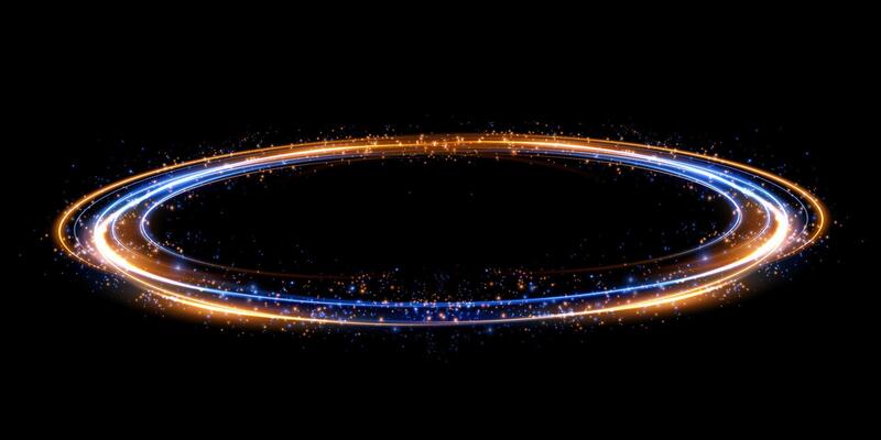 Abstract Light Rings Set Against a Deep Black Background, Capturing Dynamic Visual Effects