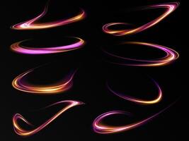 Experience the mesmerizing dynamic colorful light swirls gracefully dancing on a black background vector