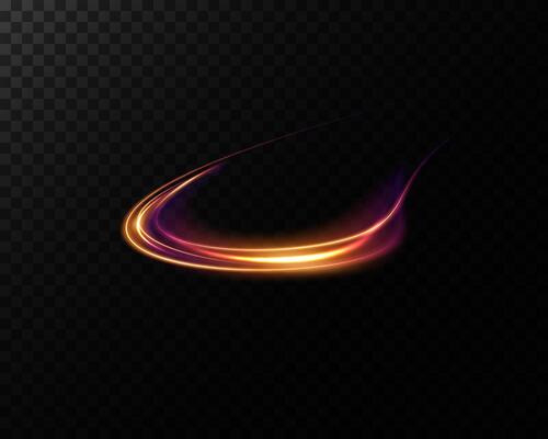 An elegant light trail featuring gradient colors is showcased beautifully on a dark background
