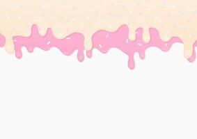 Cream and strawberry melting on white background vector