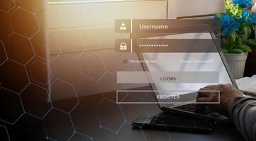 The concept of logging into various systems to prevent data theft photo