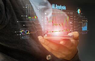 Technological concepts in data analysis and online marketing photo