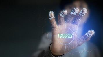 concept of using Passkey instead of a code set for maximum security Biometric Lock. photo