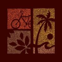 Hand-drawn drawing of elements related to leisure and summer. Stylized art with irregular line texture. vector