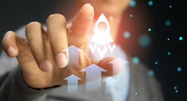 business idea starts like a rocket. Strategic Planning and Organizational Startup Initiatives Aiming to achieve objectives through value development, promoting leadership Target group of customers photo