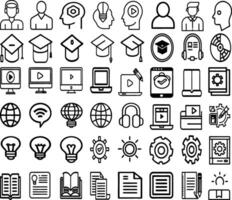 Remote learning linear pictograms vector