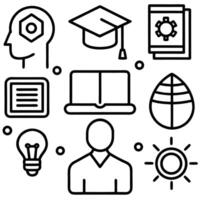 Flat design e-learning icon collection vector