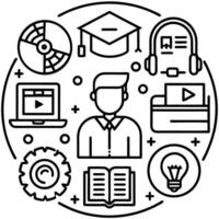 Minimalist online course graphics vector