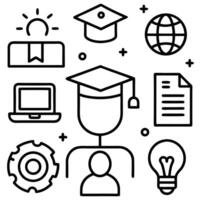 Editable stroke digital learning icons vector