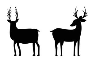Silhouette of Two Deer Illustration White Background vector