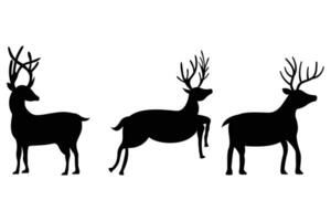 Three Standing Deer Silhouette Illustration vector