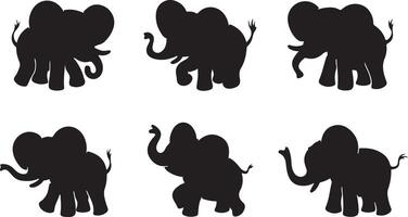 Black set Elephant silhouettes vector