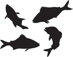 Black collection of Haddock silhouettes vector