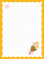 Page template for records with a bouquet of tulips and a heart vector