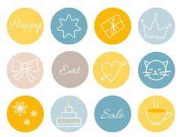 A set of bright icons with different elements for decorating and scrapbooking vector