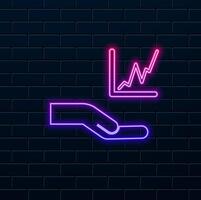 Analysis chart icon. Results graph sign. Traffic management. neon style. business analytics icon . data analysis board illustration. data science symbol. profit graphic logo. vector