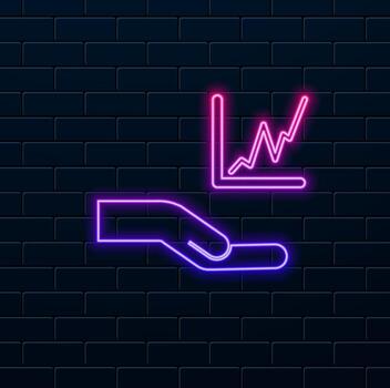 análisis gráfico icono. resultados grafico signo. tráfico gestión. neón estilo. negocio analítica icono . datos análisis tablero ilustración. datos Ciencias símbolo. lucro gráfico logo. vector