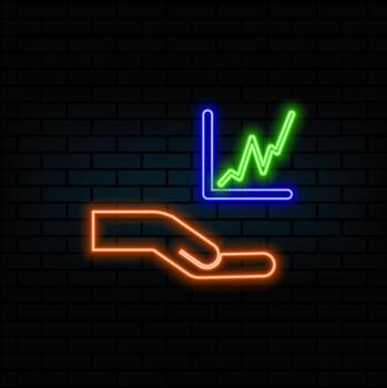 análisis cuadro. resultados grafico signo. tráfico gestión. neón estilo. negocio analítica icono . datos análisis tablero ilustración. datos Ciencias símbolo. lucro gráfico logo. vector