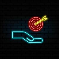 Target target symbol. neon style. Aim target symbol icon illustration graphic design. neon. Success goal motivation business strategy icon. vector