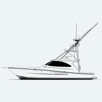 Fishing Boat Illustration simple Line Art Boat One Color vector