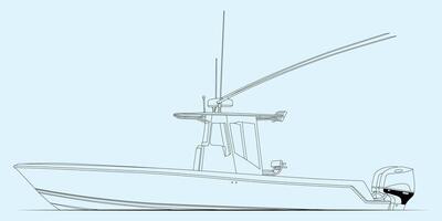 Boat Line Art One color Illustration vector