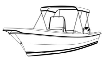 One color Line Art Boat Illustration vector