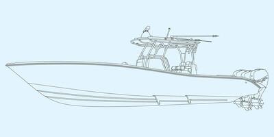 One color Boat Line Art Illustration vector