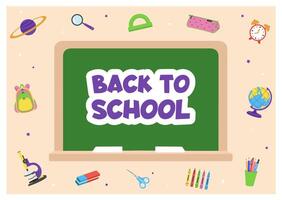 Back to school. Banner with school board and phrase. Background. vector