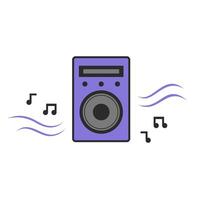 Bright purple speaker playing music with notes around it vector