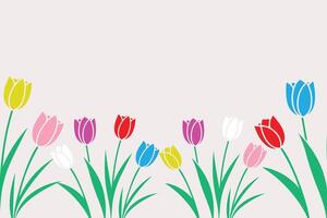 Floral background design with tulips. Spring flower concept background. vector