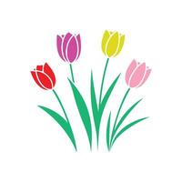 Minimalist tulip flower icon on white background. Spring flower concept vector