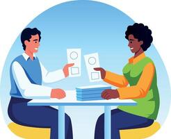 Flat style illustration of two character talking with each other vector