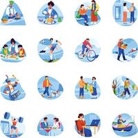 Bundle of Diverse Citizens Flat Illustrations vector