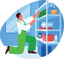 A flat style illustration of a character doing a small business vector