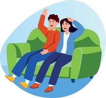 Flat style illustration of siblings enjoying together vector