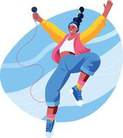 A flat style illustration of a dancing character vector