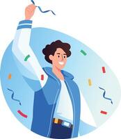 A flat style illustration of a celebrating character vector